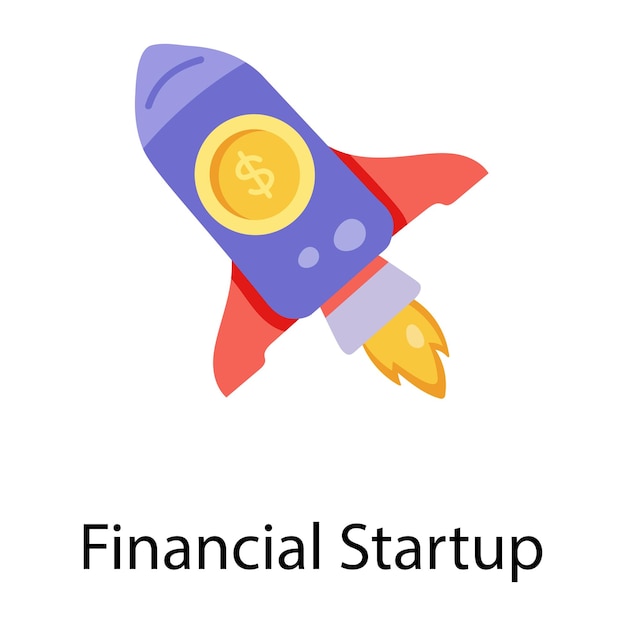 A handy flat icon of financial startup