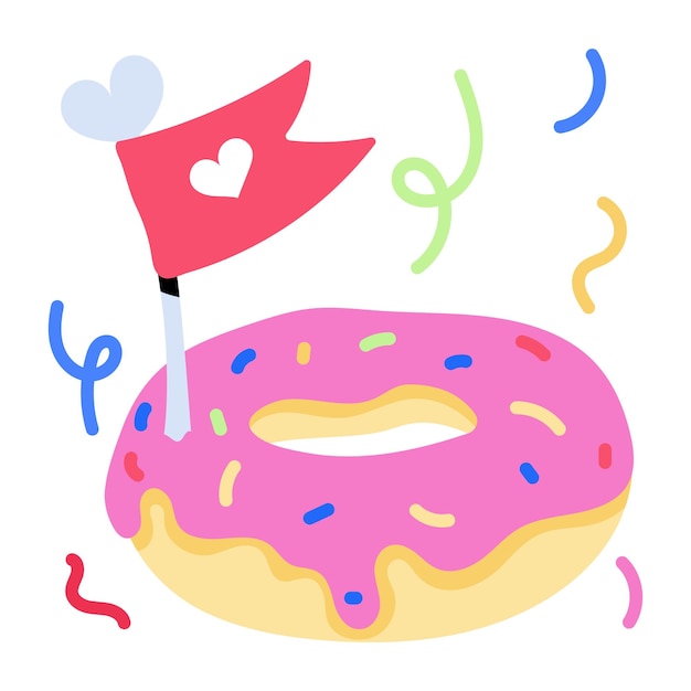 A handy flat sticker of donut