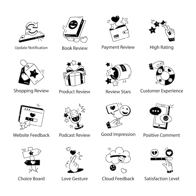 Handy Linear Icons Depicting Customer Satisfaction