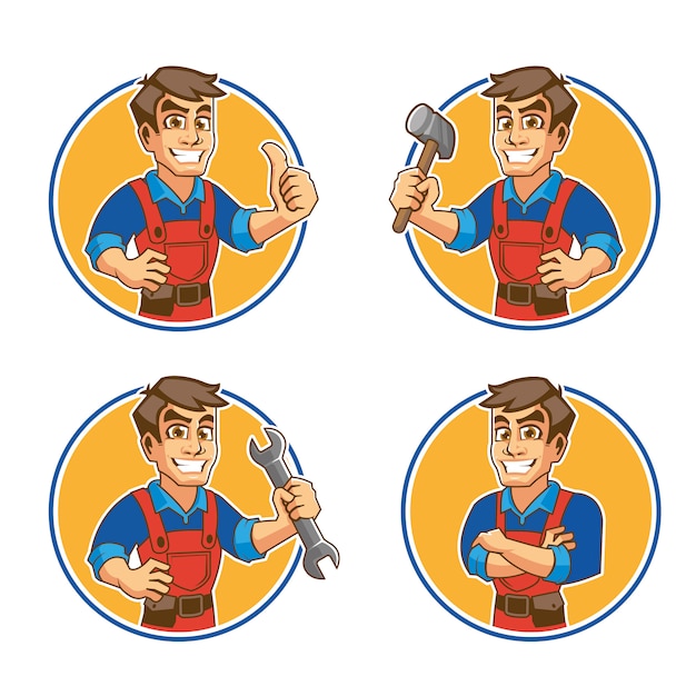 handyman character mascot design