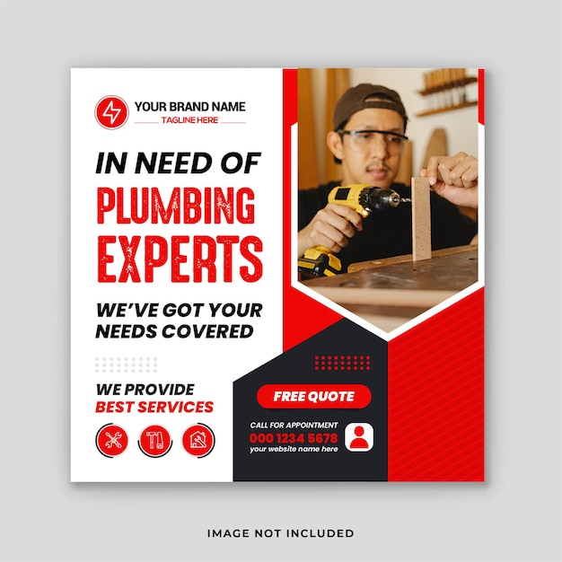 Vector handyman house repair flyer social media post amp web banner premium vector