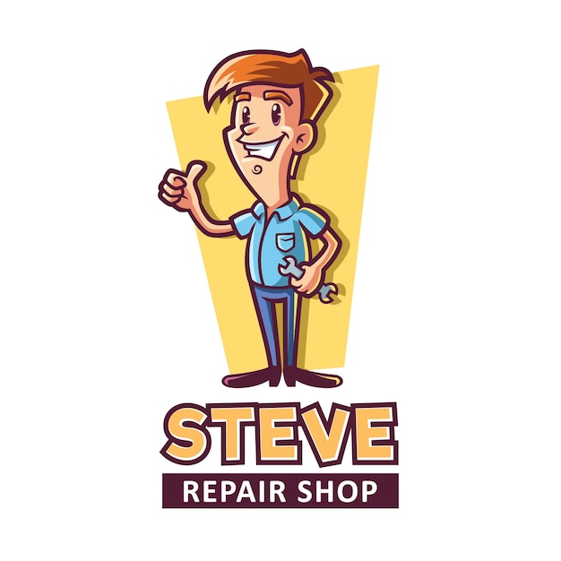 Handyman Repair Man Cartoon Mascot Logo