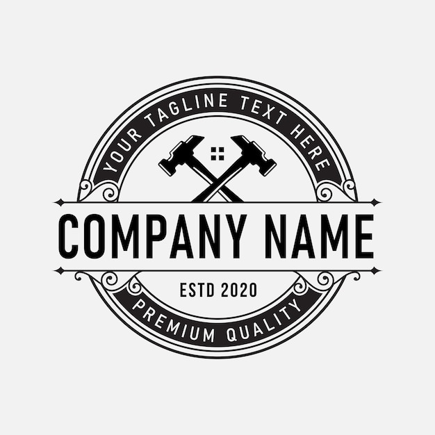 Handyman retro logo design template