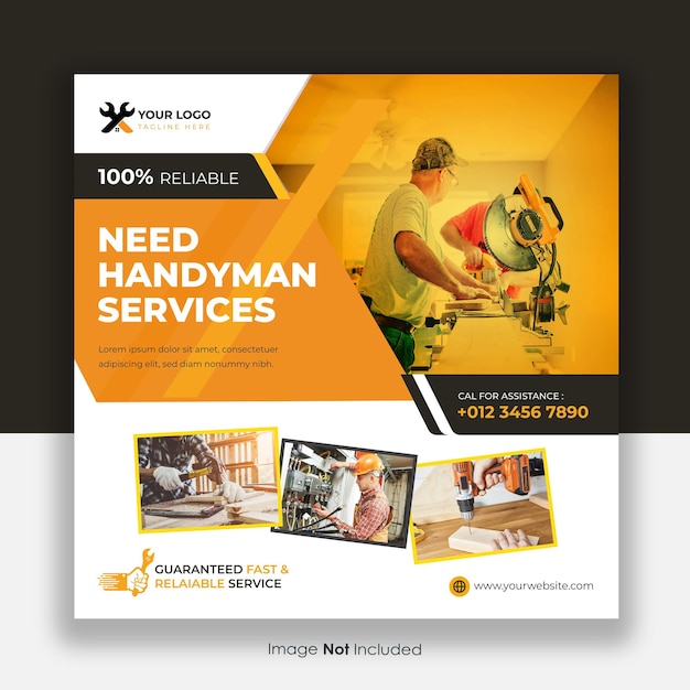 Vector handyman social media post design