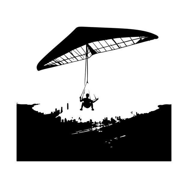 Hang Glider Skydiving Silhouette vector illustration