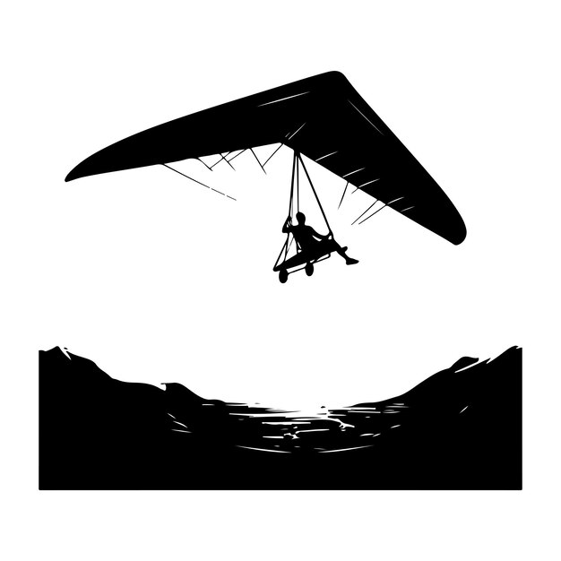 Hang Glider Skydiving Silhouette vector illustration