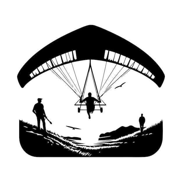 Hang Glider Skydiving Silhouette vector illustration