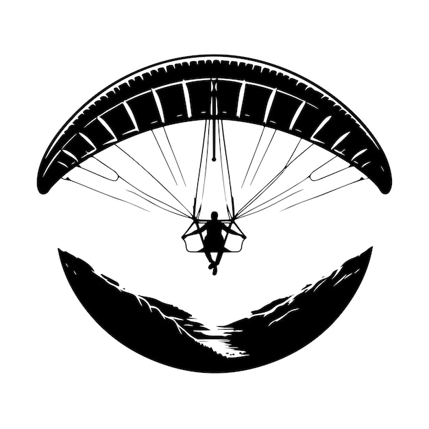 Vector hang glider skydiving silhouette vector illustration