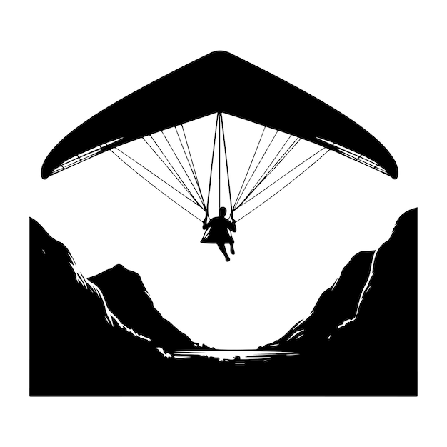 Hang Glider Skydiving Silhouette vector illustration