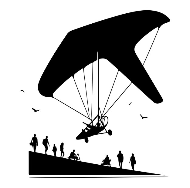 Vector hang glider vector silhouette