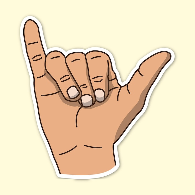 hang loose hand poses, editable cartoon style sticker vector