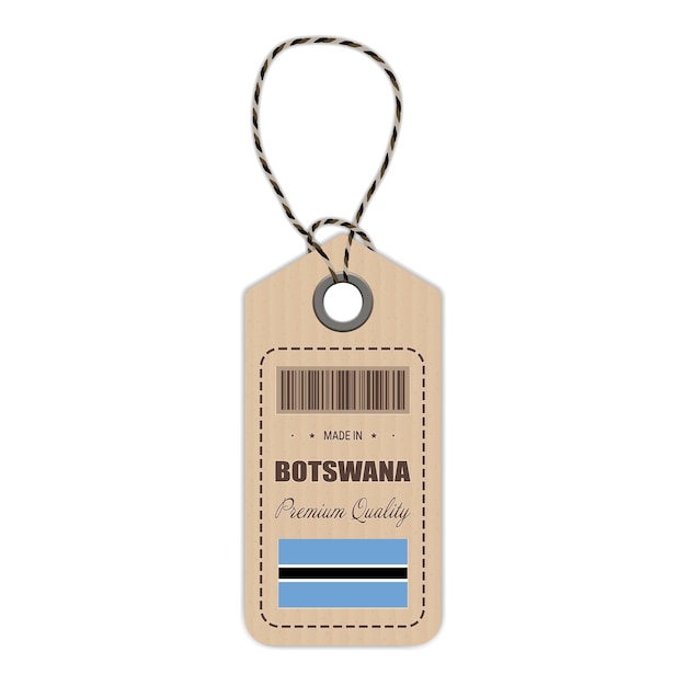 Vector hang tag made in botswana with flag icon isolated on a white background vector illustration