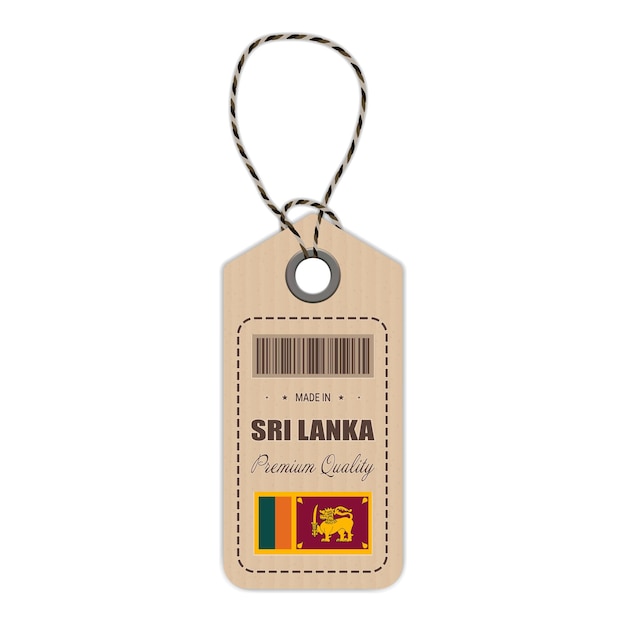 Vector hang tag made in sri lanka with flag icon isolated on a white background vector illustration