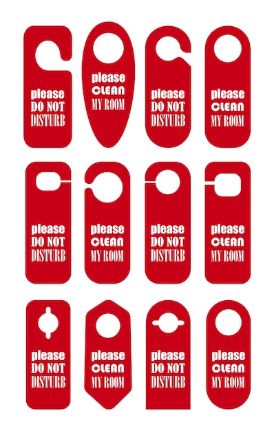 Hangers set vector icon Collection of red paper plastic cardboard door cards isolated