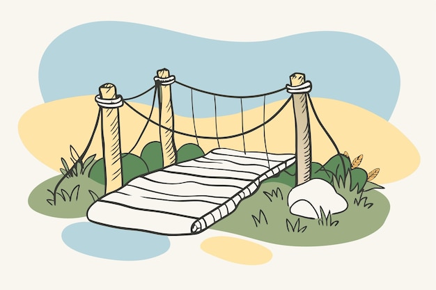 Vector hanging bridge vector illustration