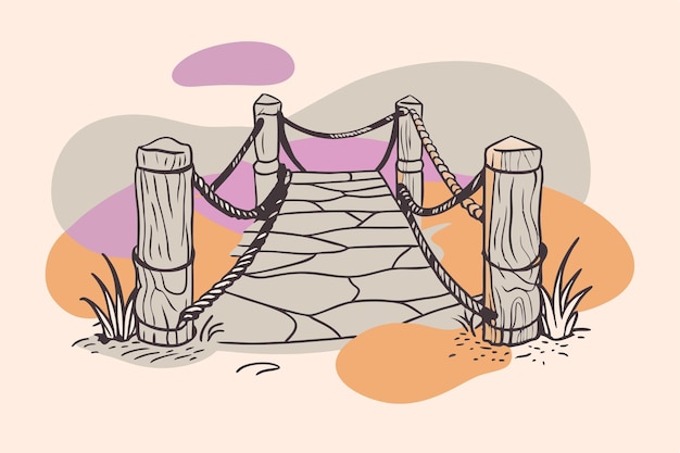 Hanging bridge vector illustration