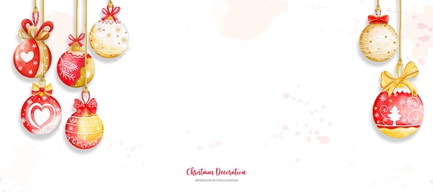 Hanging of Christmas Ball background Digital paint watercolor illustrationxDxA