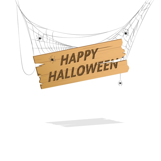 Vector  hanging happy halloween sign