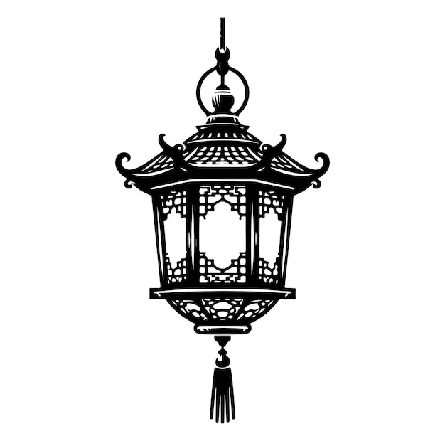 Hanging lantern Silhouette vector illustration design