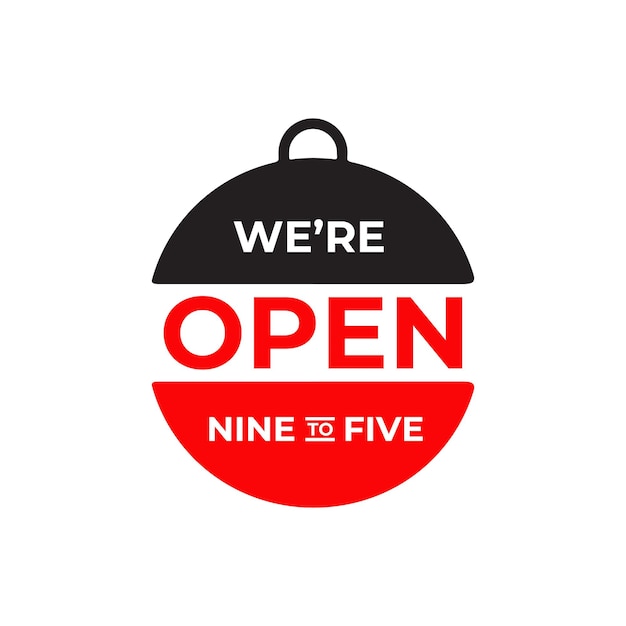 Vector hanging open sign for front shop logo design