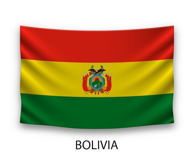 Hanging silk flag of Bolivia Vector illustration