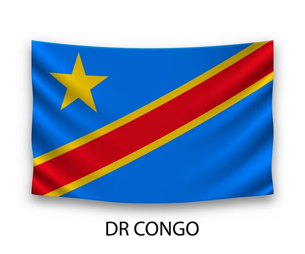 Vector hanging silk flag of dr congo vector illustration