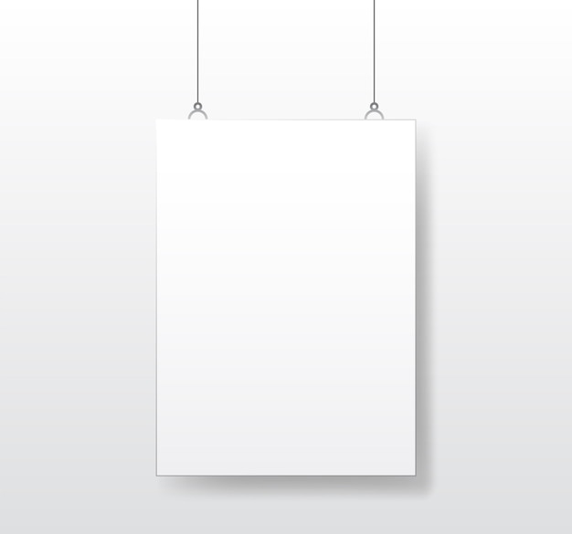 Hanging White Poster Canvas Sheet Blank Mockup Template