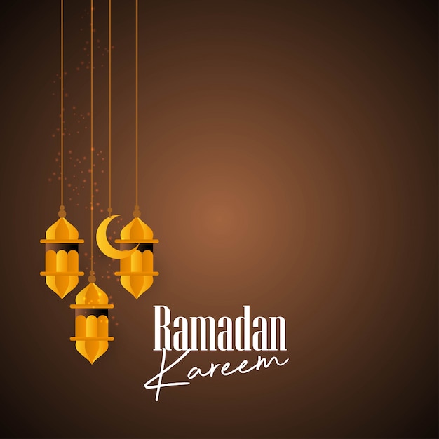 Hangning Lantern with Creative Ramadan Kareem Typography 