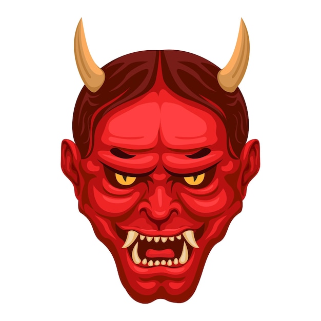 Hannya demon face character Japanese traditional culture mascot illustration vector