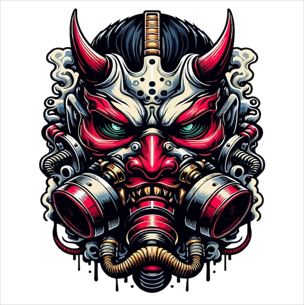 HANNYA MASK VECTOR ART ILLUSTRATION