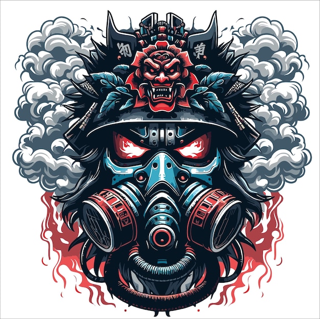 HANNYA MASK VECTOR ART ILLUSTRATION