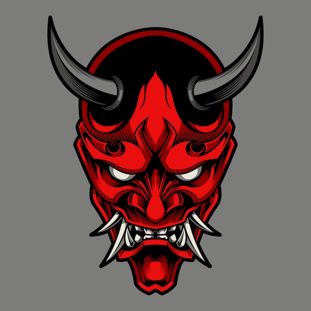 Hannya the traditional japanese demon Oni mask illustration