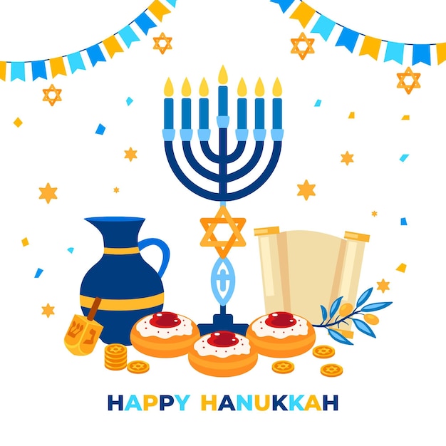 Hanukkah concept in flat design