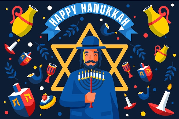 Hanukkah concept in flat design