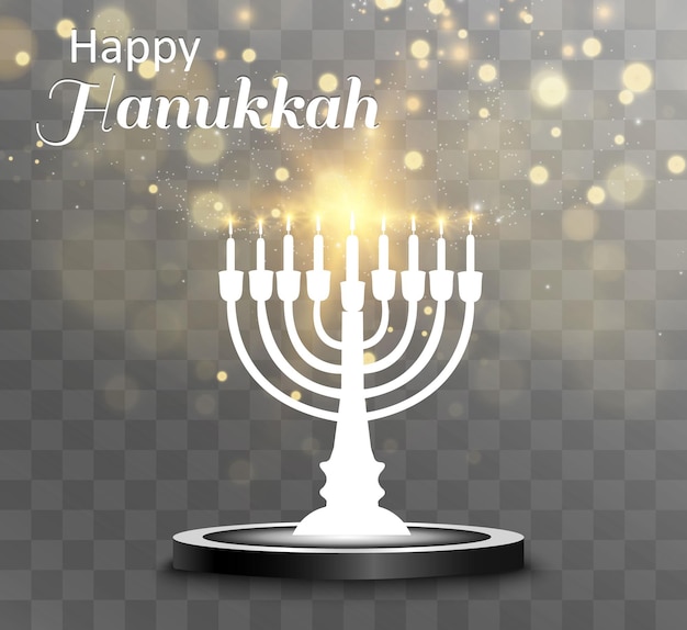 Vector hanukkah greeting card on a beautiful background with stars of david and an israeli candlestick