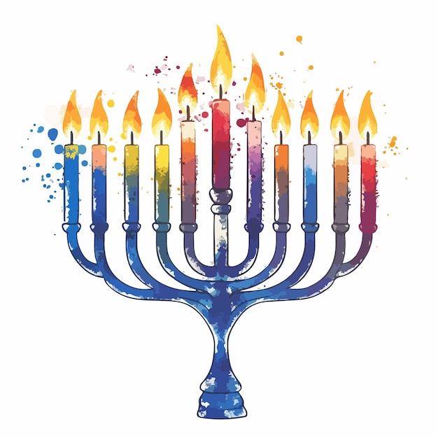 Hanukkah Menorah Celebration Drawing Festive Jewish Holiday Greeting Card Design