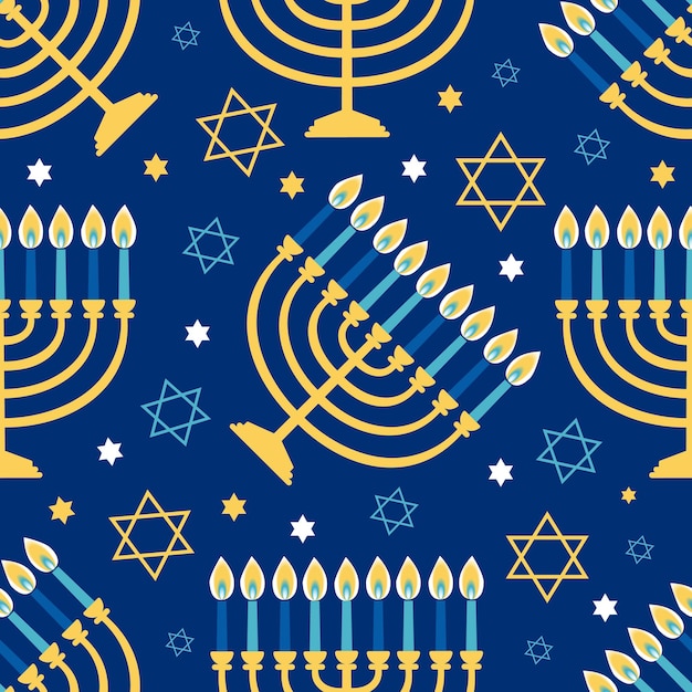 Hanukkah menorah seamless pattern Religious background for jewish holidays Vector illustration