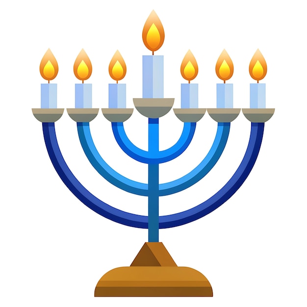 Hanukkah Menorah with Lit Candles Vector Illustration for Holiday Celebrations