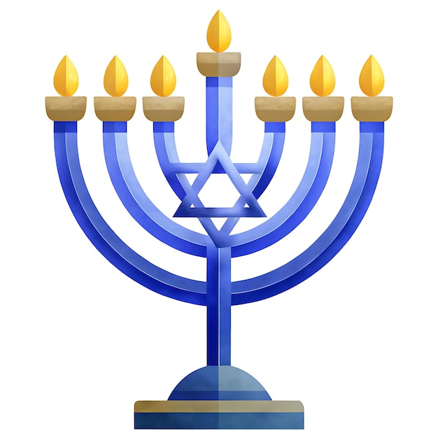 Hanukkah Menorah with Lit Candles Vector Illustration for Holiday Celebrations