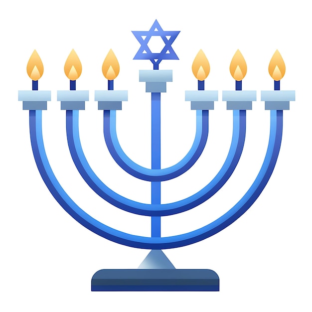 Hanukkah Menorah with Lit Candles Vector Illustration for Holiday Celebrations