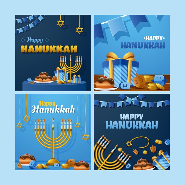 Vector hanukkah social media