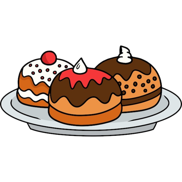 Hanukkah Sufganiyah Cartoon Colored Clipart