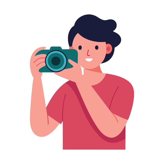 Happiness is being a photographer flat vector illustration