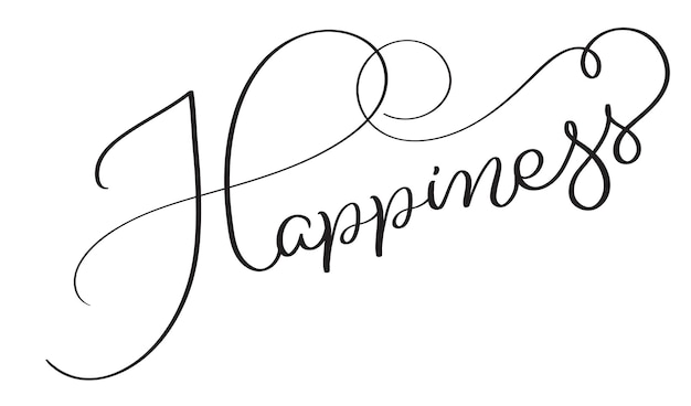 Happiness word on white background Hand drawn Calligraphy lettering Vector illustration EPS10