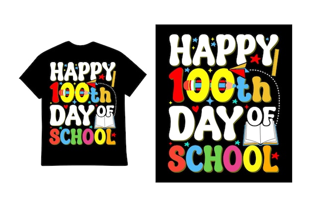 Happy 100 days of school t shirt design vector Illustration