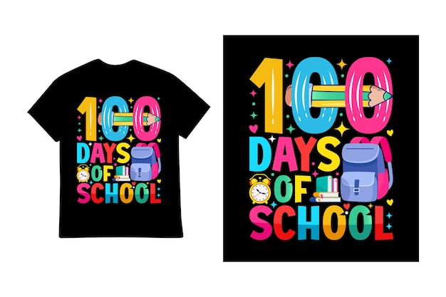 Happy 100 days of school t shirt design vector Illustration