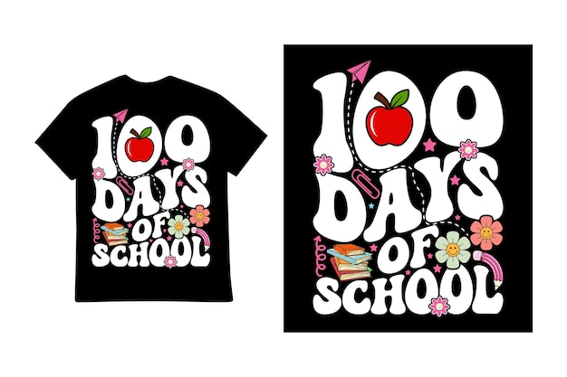 Happy 100 days of school t shirt design vector Illustration