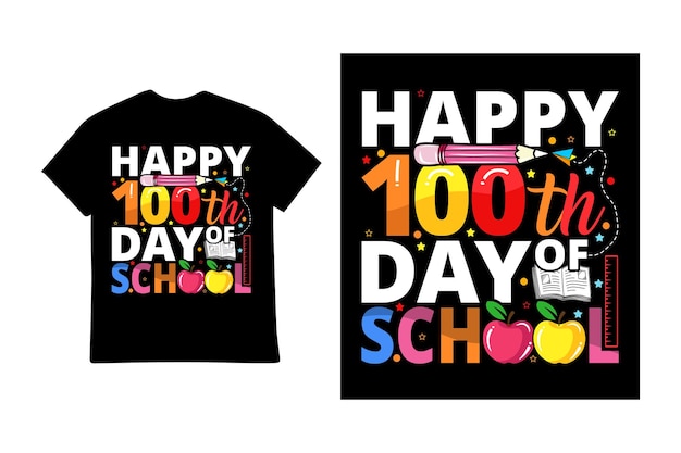 Happy 100 days of school t shirt design vector Illustration