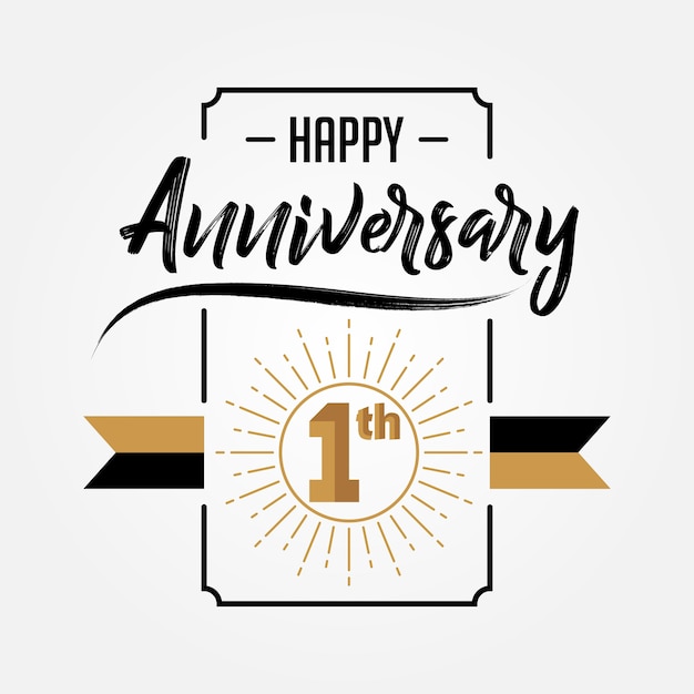 Happy 1st Anniversary Hand drawn lettering