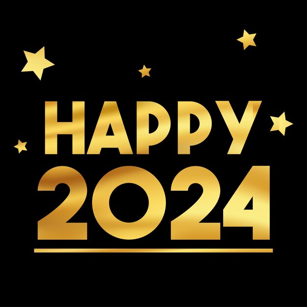 Vector happy 2024 golden with dark background